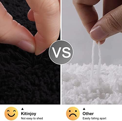 Kitinjoy Luxury Bathroom Rug Mat, Super Soft Water Absorbent Microfiber Bath Rug, Non Slip Plush Shaggy Bath Carpet, Machine Wash Dry, Bath Mats for Bathroom Floor, Tub and Shower, 17 x 47, Black - Image 5
