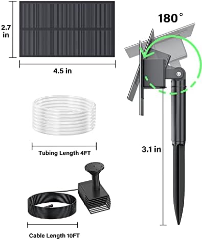 Biling Solar Fountain Pump, Solar Bird Bath Fountain Water Pump Outdoor with Tubing, Solar Fountain for Bird Bath, Garden Pond, Pool, Fish Tank,Backyard - Image 4