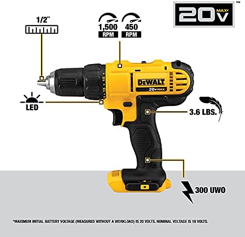 DEWALT 20V MAX Cordless Drill and Impact Driver, Power Tool Combo Kit with 2 Batteries and Charger, Yellow/Black (DCK240C2) - Image 3
