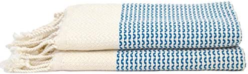 FOCHA Turkish Hand Towels Set of 2 | 100% Cotton, Quick-Dry, Soft Decorative Hand Towels for Bathroom, Kitchen, Bath, Hair, Face,Gym, Yoga, Dishcloth, Tea,Farmhouse | 18x38 Boho Towels (Turquoise) - Image 4