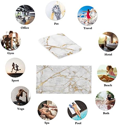 AUUXVA White Gold Marble Hand Towels Set of 2 Bathroom Towel Soft Highly Absorbent Guest Face Towel Thin Multipurpose Towels for Kitchen Gym Hotel Sports Yoga Bath Home Easter Decor 16x30 Inch - Image 5