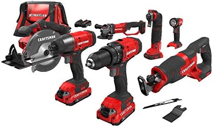 CRAFTSMAN V20 MAX Power Tool Combo Kit, 7-Tool Cordless Power Tool Set (CMCK700D2AM)