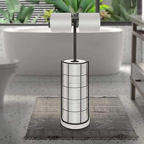 NearMoon Toilet Paper Holder Stand, Bath with 3 Rolls Tissue Storage-Metal Tissue Roll Holder Freestanding with Marble Base, Rustproof Toilet Roll Holder for Bathroom/Kitchen Countertop, Matte Black - Image 7