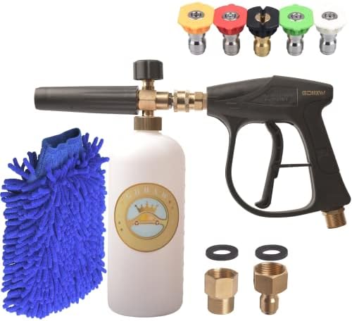 GDHXW X-884 Pressure Washer Gun Foam Cannon 5 Nozzles 2 Conversion Adapter Cleaning Gloves,for Pressure Washer