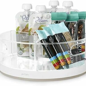 YouCopia Crazy Susan Lazy Susan Organizer, 3 BPA-Free Removable Clear Bins with Handles, Rotating Storage Turntable for Kitchen Cabinet, Pantry and Bathroom Organization