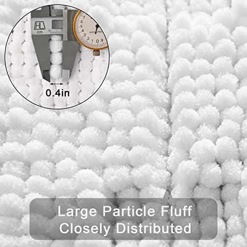 QJHOMO White Bathroom Rugs Chenille Bath Mats for Bathroom Non Slip Floor Mat, Thick Soft Shaggy Bath Rug, Super Absorbent Bathmat Quick Dry, Machine Washable Microfiber Rugs for Shower, 16 x 24 Inch - Image 3