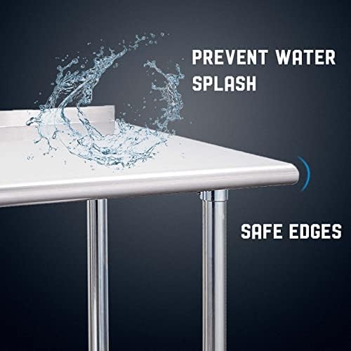 Profeeshaw Stainless Steel Prep Table NSF Commercial Work Table with Backsplash and Undershelf for Kitchen Restaurant 24×30 Inch - Image 5