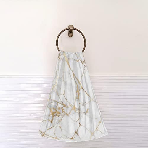 AUUXVA White Gold Marble Hand Towels Set of 2 Bathroom Towel Soft Highly Absorbent Guest Face Towel Thin Multipurpose Towels for Kitchen Gym Hotel Sports Yoga Bath Home Easter Decor 16x30 Inch - Image 6