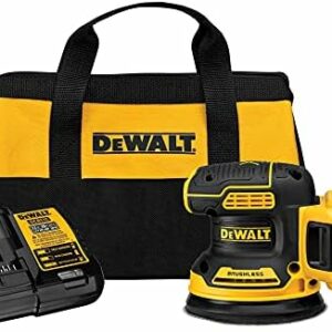 DEWALT 20V MAX Sander, Cordless, 5-Inch, 2.Ah, 8,000-12,000 OPM, Variable Speed Dial, Storage Bag, Battery and Charger Included (DCW210D1), Multi