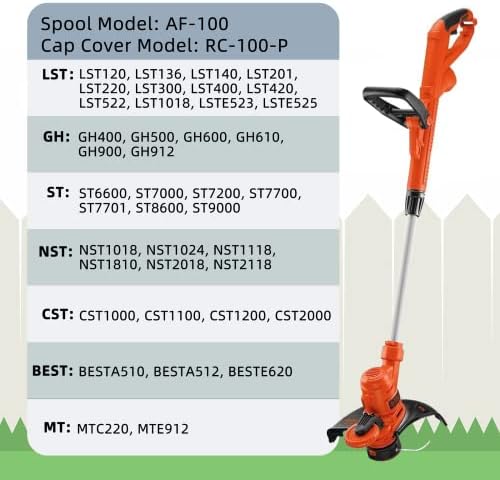 Eventronic 10 Pack String Trimmer Replacement Spool Compatible with Black+Decker Weed Eater, 240ft 0.065" AF-100 Autofeed Line for Black+Decker String Trimmers(8 Spools + 2 Caps+2 Springs) - Image 6