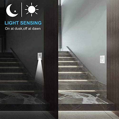 2 Pack Illuminated Light Switch, Decora Paddle Rocker Light Switch with LED Night Light, Automatic On/Off Sensor, Single Pole, 15Amp 120/277Volt, White - Image 4