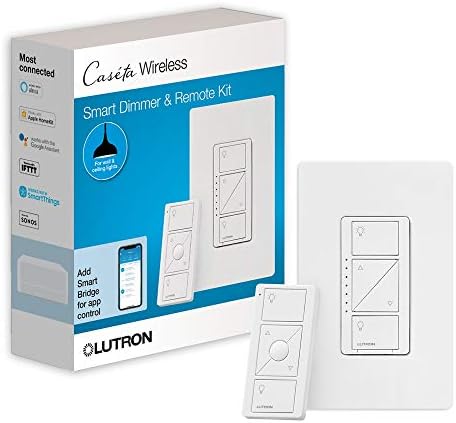Lutron Caseta Smart Lighting Dimmer Switch and Remote Kit | P-PKG1W-WH | White