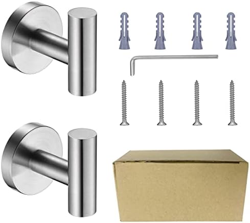 Nolimas Bathroom Towel Hooks SUS 304 Stainless Steel Coat Hook Round Clothes Towel Coat Robe Hook Cabinet Closet Door Sponges Holder for Bath Kitchen Garage Hotel,Wall Mounted, Brushed Nickel, 2Pack - Image 6