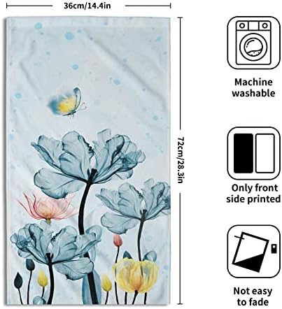 Giwawa Blue Floral Hand Towels Set of 2 Modern Flower Soft Absorbent Small Decorative Bath Towel Kitchen Dish Guest Towel for Spa Gym Home - Image 2