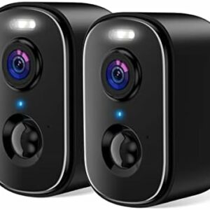 Security Cameras Wireless Outdoor 1080P Battery Powered WiFi Cameras Color Night Vision 2-Way Talk Motion Detection Spotlight/Siren for Home Security Cloud/SD Storage Waterproof indoor camera(2-Pack)