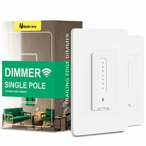 Smart Dimmer Switch 2 Pack by Martin Jerry | Trailing Edge Dimmer Light Switch, Voice Control by Alexa, Google Home, SmartLife App, Needs Neutral Wires, 2.4G WiFi Only