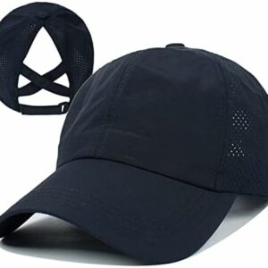 Epsoco Womens Criss Cross Ponytail Baseball Cap Adjustable High Messy Bun Ponycap Quick Drying Mesh Hat