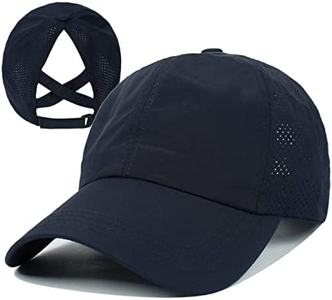 Epsoco Womens Criss Cross Ponytail Baseball Cap Adjustable High Messy Bun Ponycap Quick Drying Mesh Hat