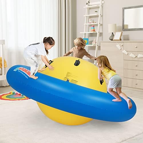 OLAKIDS 8FT Inflatable Dome Rocker Bouncer, Outdoor Kids Giant Roll and Play Seesaw Rocker with 6 Secure Handles, Max Weight 250 LBS, Toddlers Climbing Game Toy Backyard Play Center Equipment - Image 9