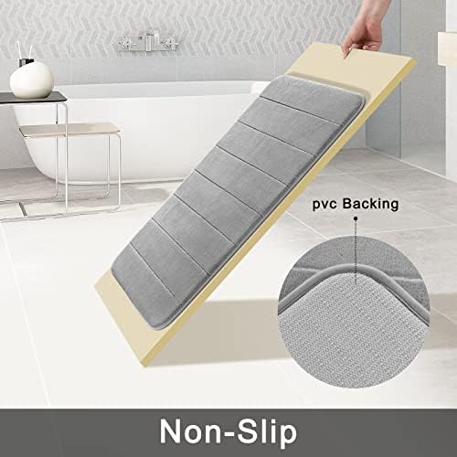 Yimobra Memory Foam Bath Mat Set, Non Slip Super Water Absorption Soft Bathroom Rugs, Thick, Dry Fast, Machine Washable for Bathroom Floor Mat, 17x24+31.5x19.8 Inches, Gray - Image 4
