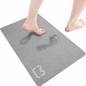 WESIDUNMU Simple-Thin Diatomaceous Bath Mat Bathtub mat，Soft & Comfort Touch Fast Drying& Non-Slip Shower Mat High Water Absorbency Bathroom Floor Mat, Machine Washable, Size 15.7" x 23.6"，Grey