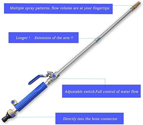 High Pressure Power Washer Wand, Extendable Hydro Jet Water Hose Nozzle Watering Sprayer, Garden Watering Wand for Patio Car Pet Window Gutter Cleaning Tool (Blue) - Image 3