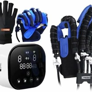 syrebo Rehabilitation Robot Gloves, C10 Model Hemiplegia Finger Rehab Trainer Robot Gloves Stroke Recovery Equipment for Home