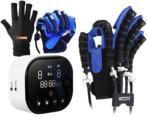syrebo Rehabilitation Robot Gloves, C10 Model Hemiplegia Finger Rehab Trainer Robot Gloves Stroke Recovery Equipment for Home