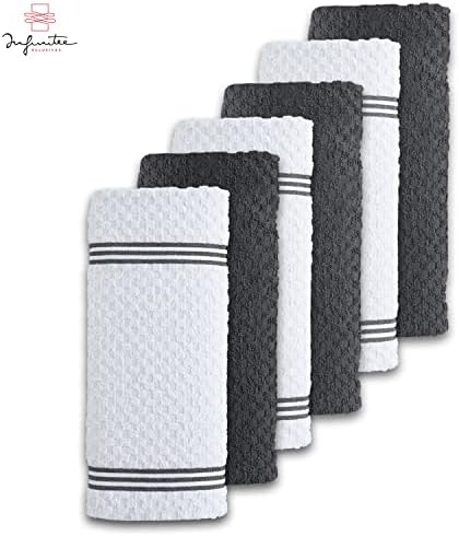 Premium Kitchen Towels – Pack of 6, 100% Cotton 15x25 Inches Absorbent Dish Towels - 425 GSM Tea Towel, Terry Kitchen Dishcloth Towels- Grey Dish Cloth for Household Cleaning by Infinitee Xclusives - Image 3