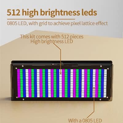 Aoyygg DIY Led Music Spectrum Clock Kit,Led Music Spectrum Display DIY Kit 16x32 Rhythm Light Clock 8 Kinds Spectrum Mode SMD Soldering Project Level Display Light (Blue) - Image 7