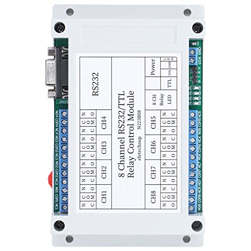 DC 12V Relay Module, RS232 Interface Serial Port Remote Control Switch Multifunctional with LED Indicator 8-Channel Relay Board for Remote Control System, Smart Home(with Shell) - Image 5