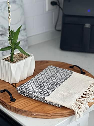 MyAprils Turkish Hand Towels for Kitchen Bath Set of 2, Decorative Hand Towel Farmhouse Rustic, Black Hand Towels for Kitchen Tea Dishcloth 100% Cotton Bathroom Towel Hand Face Head - Black Shells - Image 8