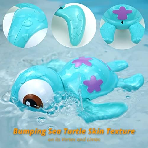 DUCKBOXX XX Bath Toys Wind up Swimming Sea Turtles for Kids 18M+ (Blue) - Image 4