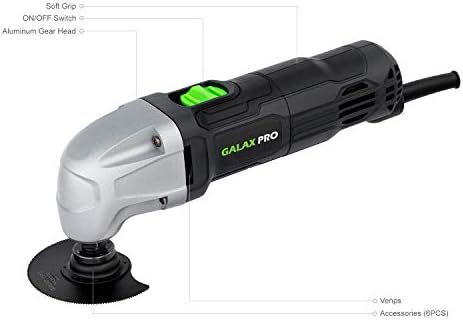 GALAX PRO 22000 OPM 1.5A Oscillating Multi Tool, 3 Degree Oscillating Angle with 3 Pieces Saw Blades, 1 Piece Semi Circle Blade Sanding Plate, 6 Pieces Sanding Papers for Sanding, Grinding - Image 9