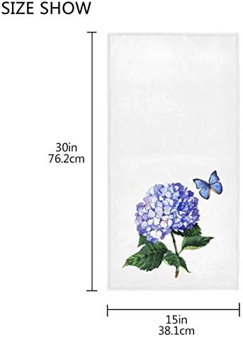 Blue Hydrangea Butterfly Hand Towels 16x30 in Spring Summer Watercolor Floral Purple Flower Bathroom Towel Small Bath Towel Kitchen Dish Guest Towel Decorations for Hand Face Gym Spa Bathroom - Image 3