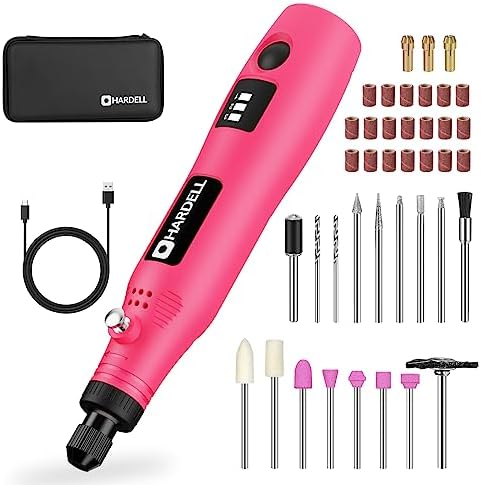 HARDELL Cordless Rotary Tool 3.7V, 3-Speed Mini Rotary Tool with 42 Accessories, Rechargeable Power Rotary Tool Kit for Sanding, Drilling, Polishing, Engraving, Cleaning, Small DIY Projects