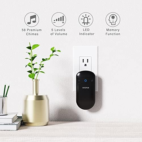 Wireless Doorbell, SECRUI Door bell Over 1000ft Coverage with 2 Plug-In Receivers, 1 Waterproof Push button, 52 Chimes, 110dB loud Sound Colorful LED Flash - Image 2