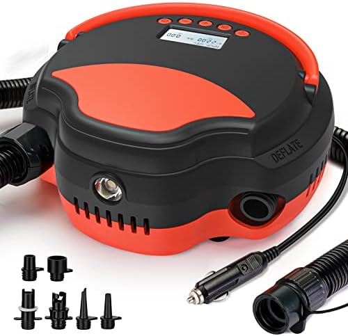 22PSI Electric Paddle Board Pump - High Pressure SUP Pump Inflation & Deflation Dual-Use with Pressure Monitoring, Auto-Off Feature, 12V DC Car Connector for Paddleboard, Inflatable Tent, Boats, Pool