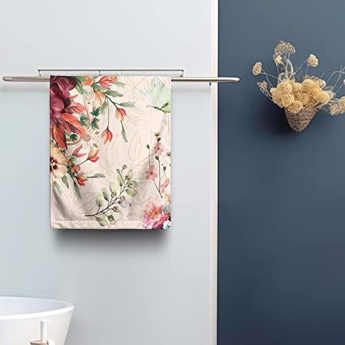 Kwlegh Rose Flower Blossom Hand Towel Set of 2 Summer Hummingbird Dish Towels Butterfly Dragonfly Bath Towel Soft Absorbent Bath Hand Towels for Bathroom Kitchen Gym Yoga 14.4 x 28.3 Inch - Image 5