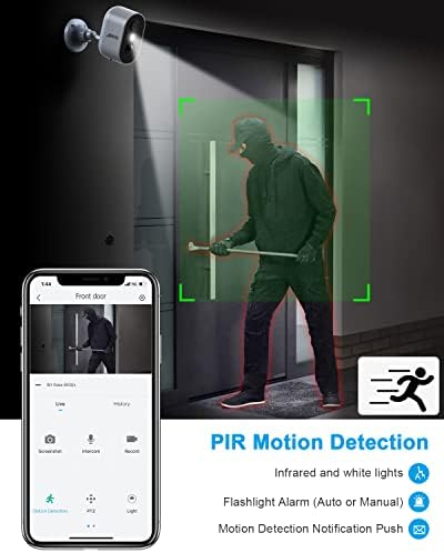 ANRAN 3MP Solar Security Cameras Wireless Outdoor for Home Security, 2K Color Night Vision WiFi Surveillance Home Camera with Solar Panel, Spotlight, PIR Detection, 2-Way Talk, Work with Alexa - Image 4