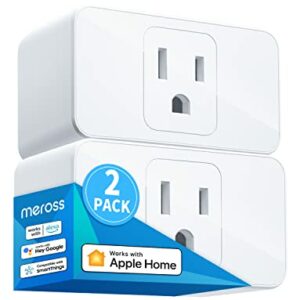 Meross Smart Plug Mini, 15A & Reliable Wi-Fi, Support Apple HomeKit, Siri, Alexa, Echo, Google Assistant and Nest Hub, App Control, Timer, No Hub Needed, 2.4G WiFi Only, 2 pack