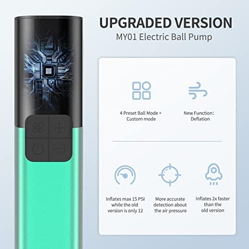 Pumteck MY01 Electric Ball Pump with Inflation & Deflation, Accurate Pressure Gauge and 4 Preset Modes, Automatic Ball Pump for Basketball, Soccer, Football and Volleyball (Max 15 PSI) - Image 2