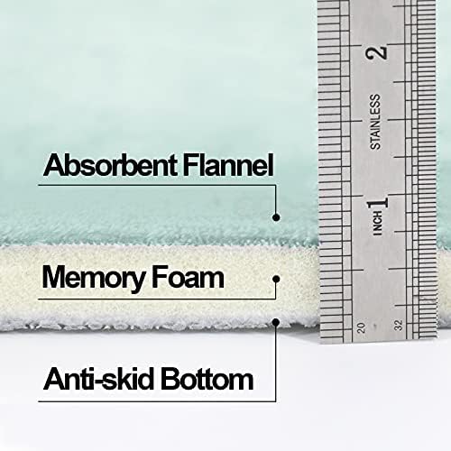 ITSOFT Memory Foam Bath Mat Non Slip Absorbent Super Cozy Velvet Bathroom Rug Carpet, Machine Washable, 24 x 16 Inches Spa Blue - Image 6