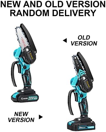 Saker Mini Chainsaw,Portable Electric Cordless Chainsaw,Battery Powered,Small Power Handheld Chain Saws Pruning Shears for Tree Branches,Courtyard and Garden(2PCS 20VBatteries&3 PCS Chains Blue) - Image 2