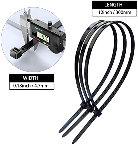 Zip Ties 12inch 1000 Pack, Black Cable Zip Ties 50 Pounds Tensile Strength Nylon Self-Locking Wire Ties Wraps for Outdoor and Indoor Use by ECRABONE - Image 2