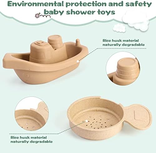 KODGEUSM 11 Pieces Bath Toys for Bathtub Without Mold, Bath Toys Floating Boat and Bath Spoon, Bath Toys for Babies and Toddlers, Birthday Gifts for Toddlers,Stacking Toys for Toddlers 1-3 - Image 4