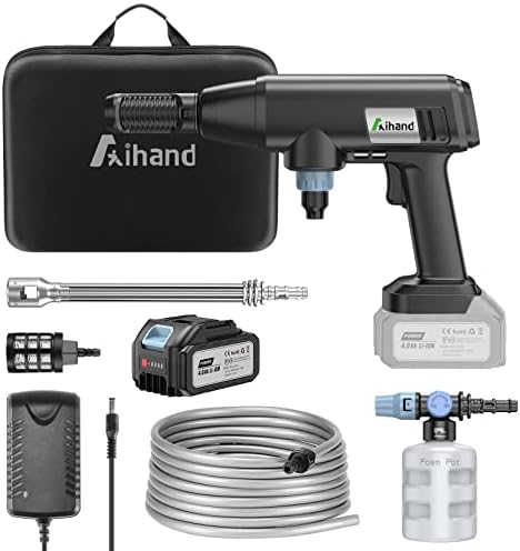 Aihand Cordless Pressure Washer, 652PSI Portable Power Cleaner with Rechargeable 4.0Ah Battery 6-in-1 Nozzle, Handheld High-Pressure Car Washer Gun for Home/Floor Cleaning & Watering, Charger Included - Image 7