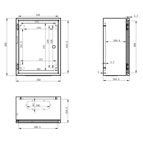 KWONONG Stainless Steel Enclosure, IP65 Waterproof Electrical Box for Indoor and Outdoor Projects, Includes Mounting Plate and Wall Bracket 450×350×200mm (18"×14"×8") - Image 6