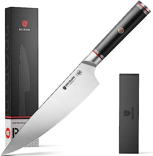 BRODARK Japanese Chef Knife,Professional Kitchen Knife in AUS-10 Steel, High-Class 8 Inch Chef's Knife with Ergonomic Handle, Ultra Sharp Cooking Knife for Home Cooks and Chefs, NSF Certified,Gift Box