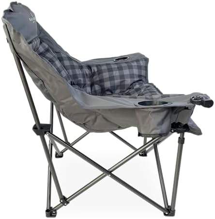 Black Sierra Comfort Cloud Deluxe XL Padded Camping Chair, Oversize Folding Chair with Cup Holder and Carrybag, Heavy Duty Outdoor Portable Chair Supports 400 Lbs, Oversize Camp, Patio, or Deck Chair - Image 6